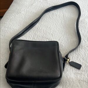 Coach Black Messenger Bag Smooth Leather Vintage